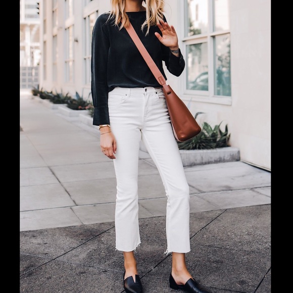 EVERLANE HIGH RISE RAW HEM CROP JEANS - Picture 1 of 9
